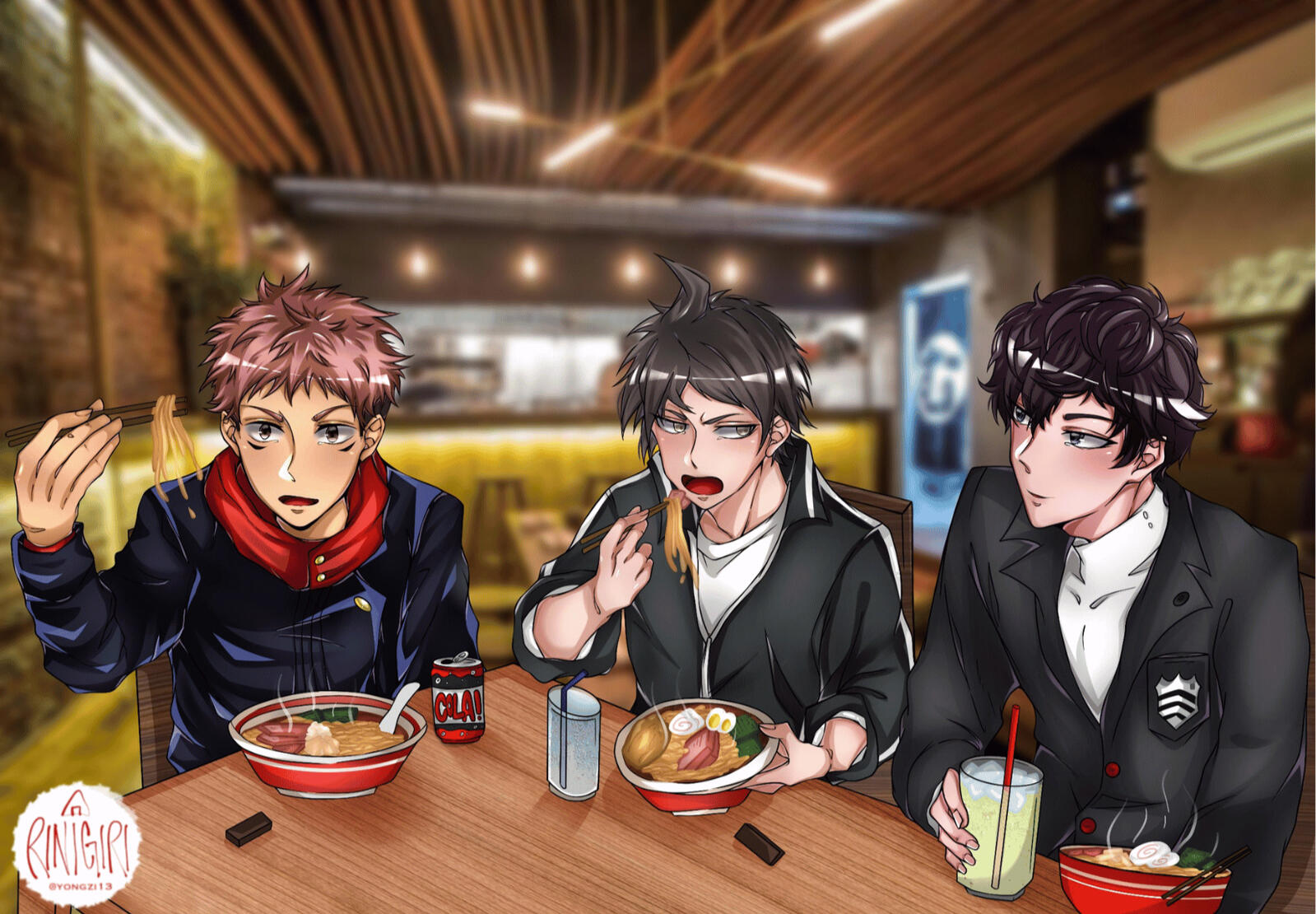 yuji + makoto + joker (jjk, d3, p5)